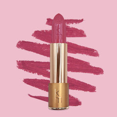 pink lipstick and color swatch 