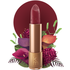 Lipstick with floral design on a white background