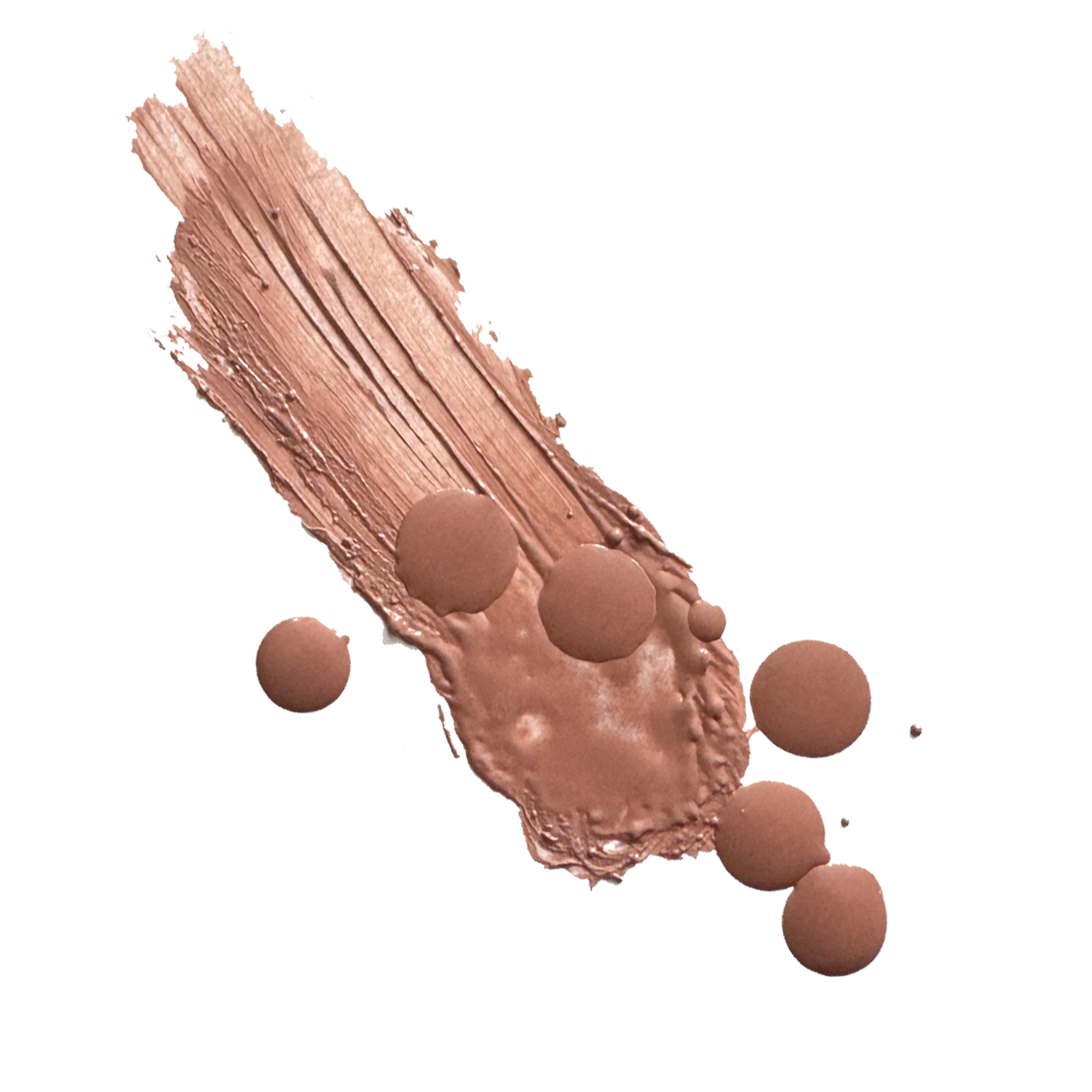 Nude-colored makeup swatch with dots on a white background